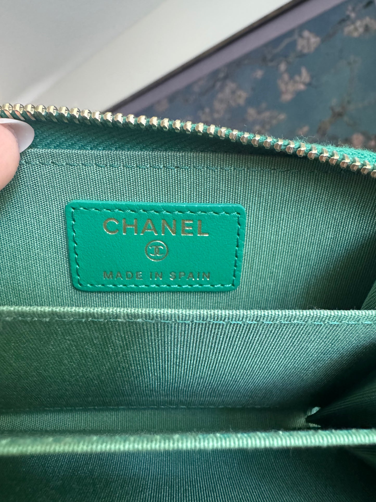 Chanel 19 Lambskin Zip Around Coin Purse / Card Holder