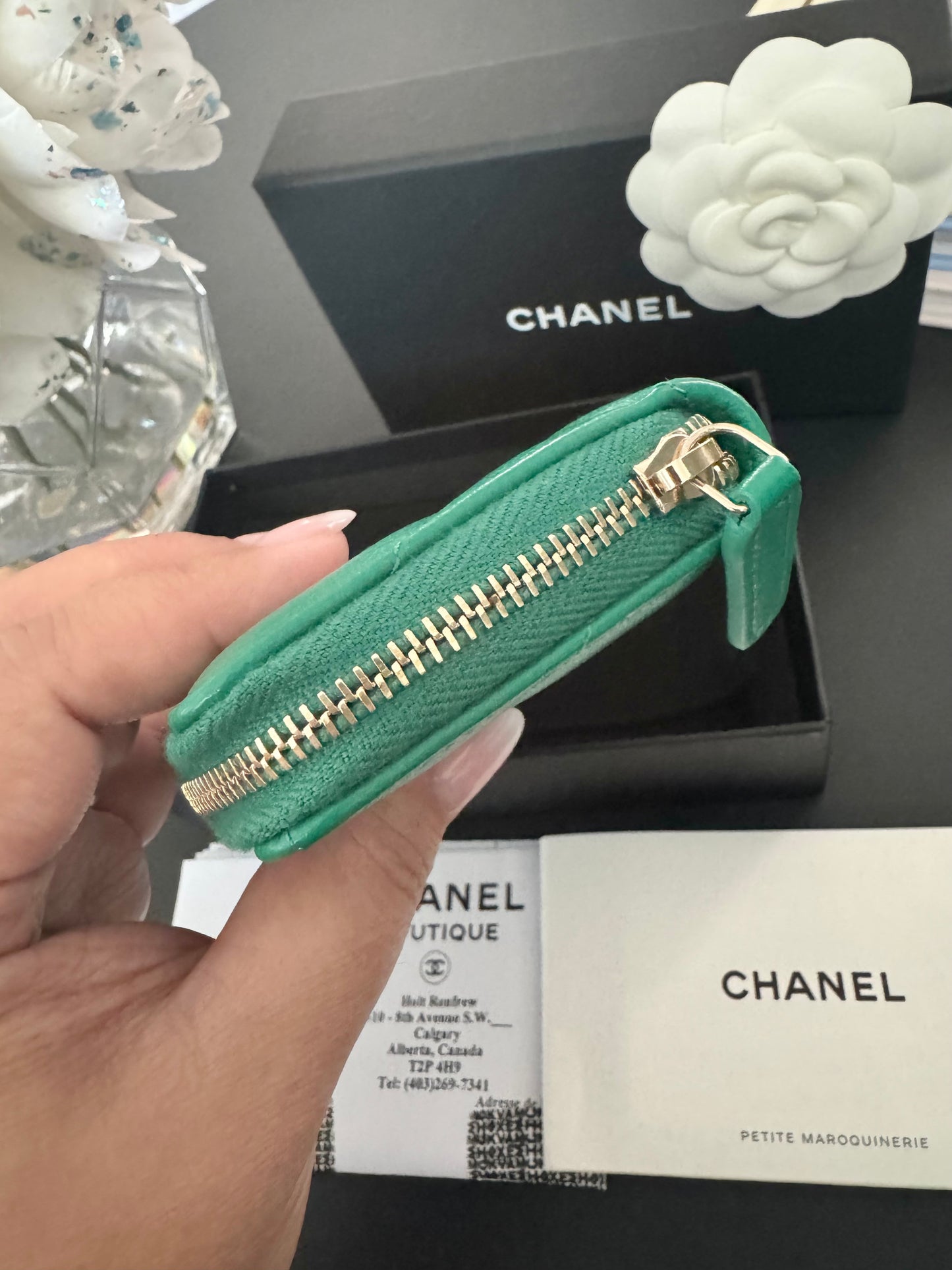 Chanel 19 Lambskin Zip Around Coin Purse / Card Holder