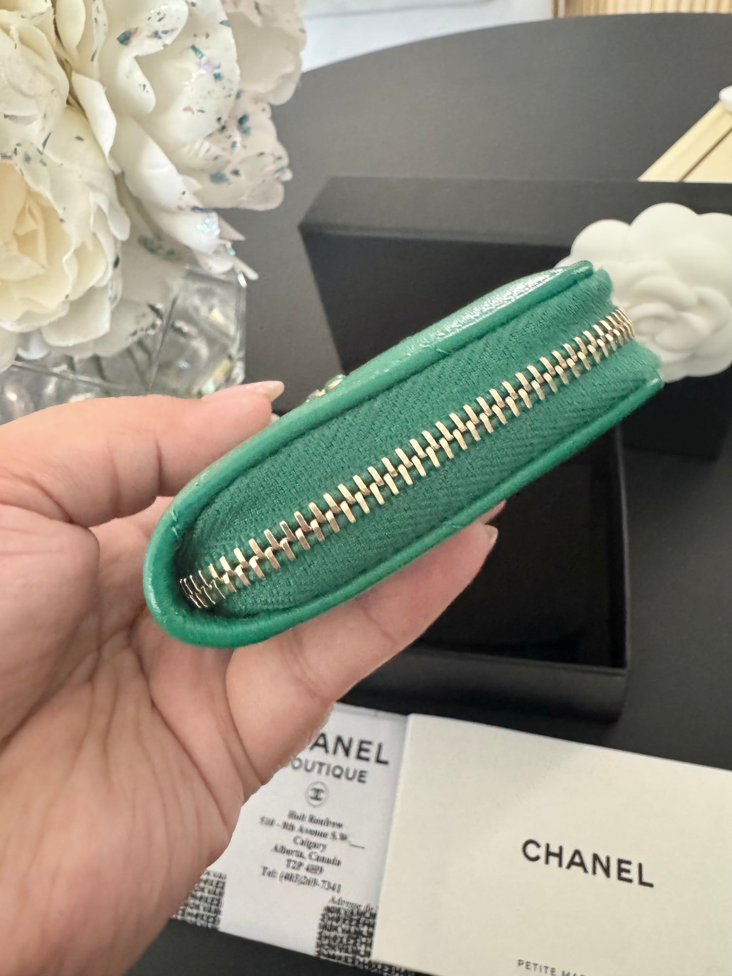 Chanel 19 Lambskin Zip Around Coin Purse / Card Holder