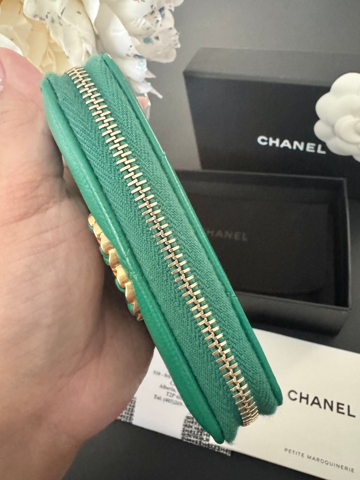 Chanel 19 Lambskin Zip Around Coin Purse / Card Holder