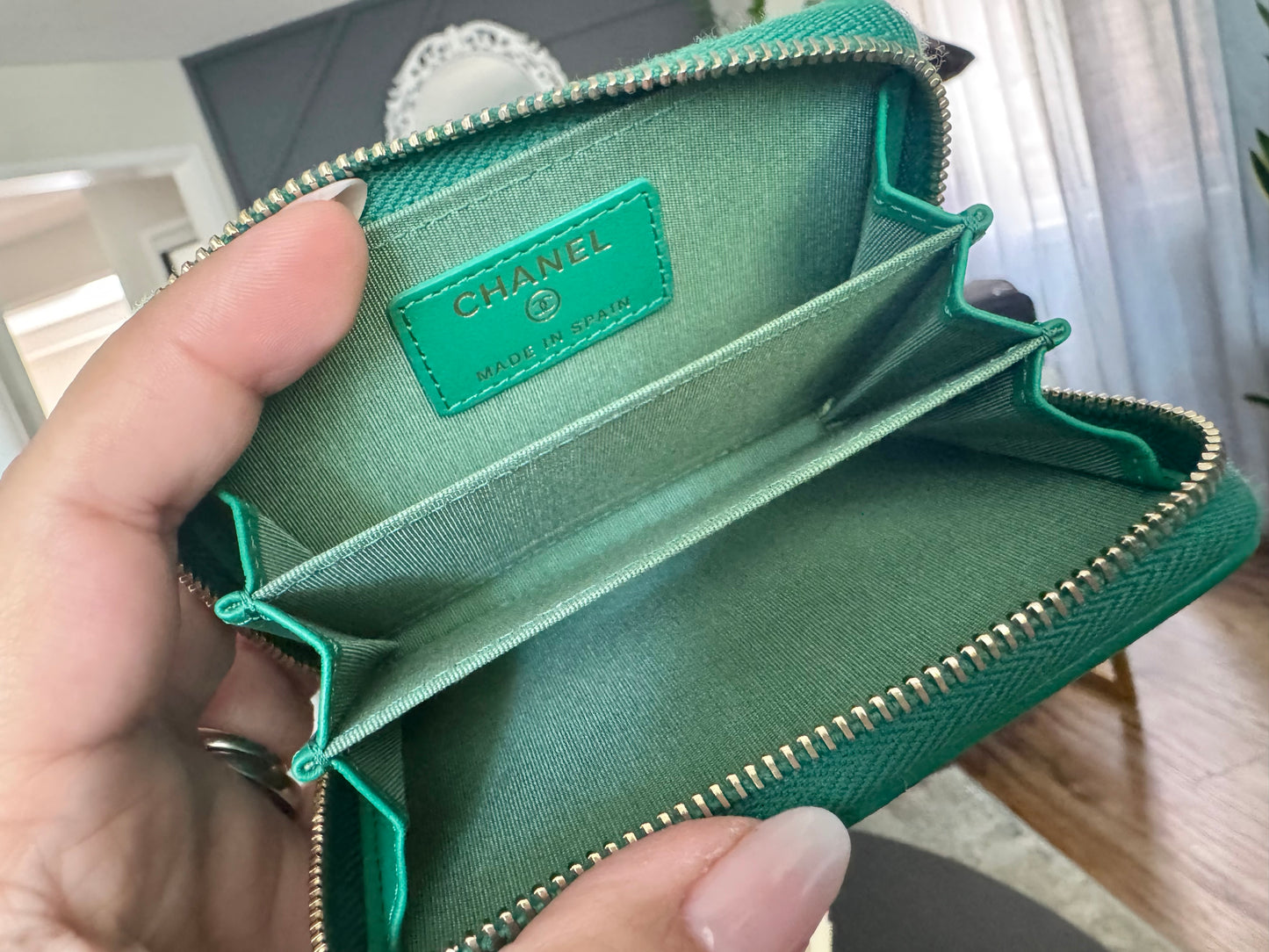 Chanel 19 Lambskin Zip Around Coin Purse / Card Holder