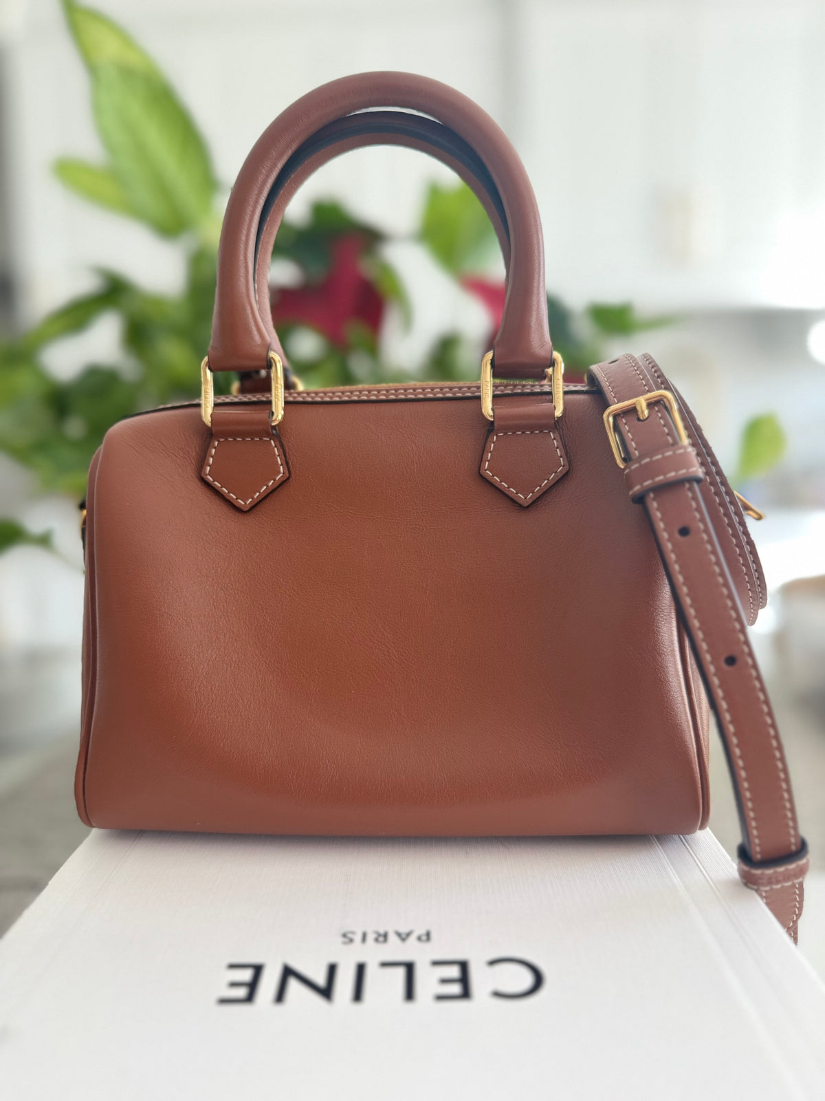 🤎 Celine Triomphe Small Boston Bag in Tan Smooth Calfskin