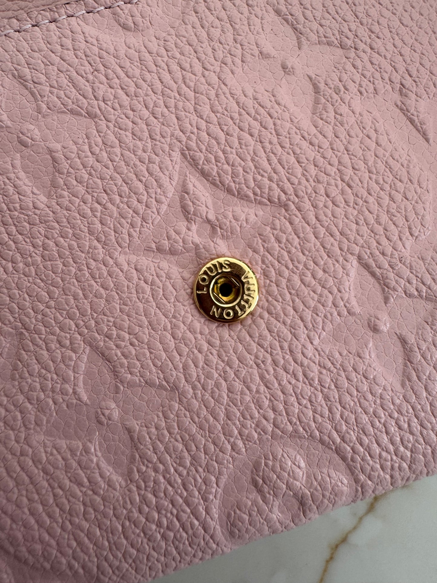 LOUIS VUITTON MONOGRAM EMPREINTE ROSE BALLERINE KEY POUCH (Bigger version)