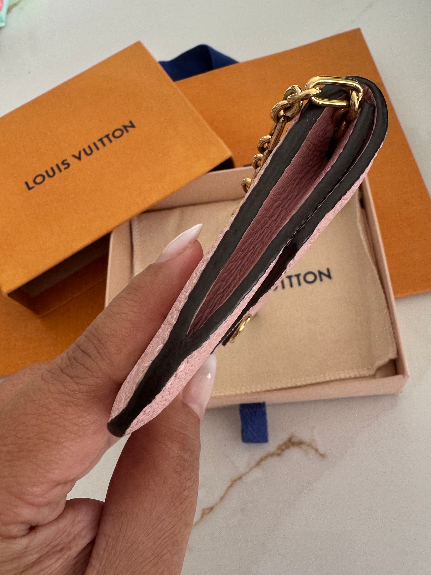 LOUIS VUITTON MONOGRAM EMPREINTE ROSE BALLERINE KEY POUCH (Bigger version)