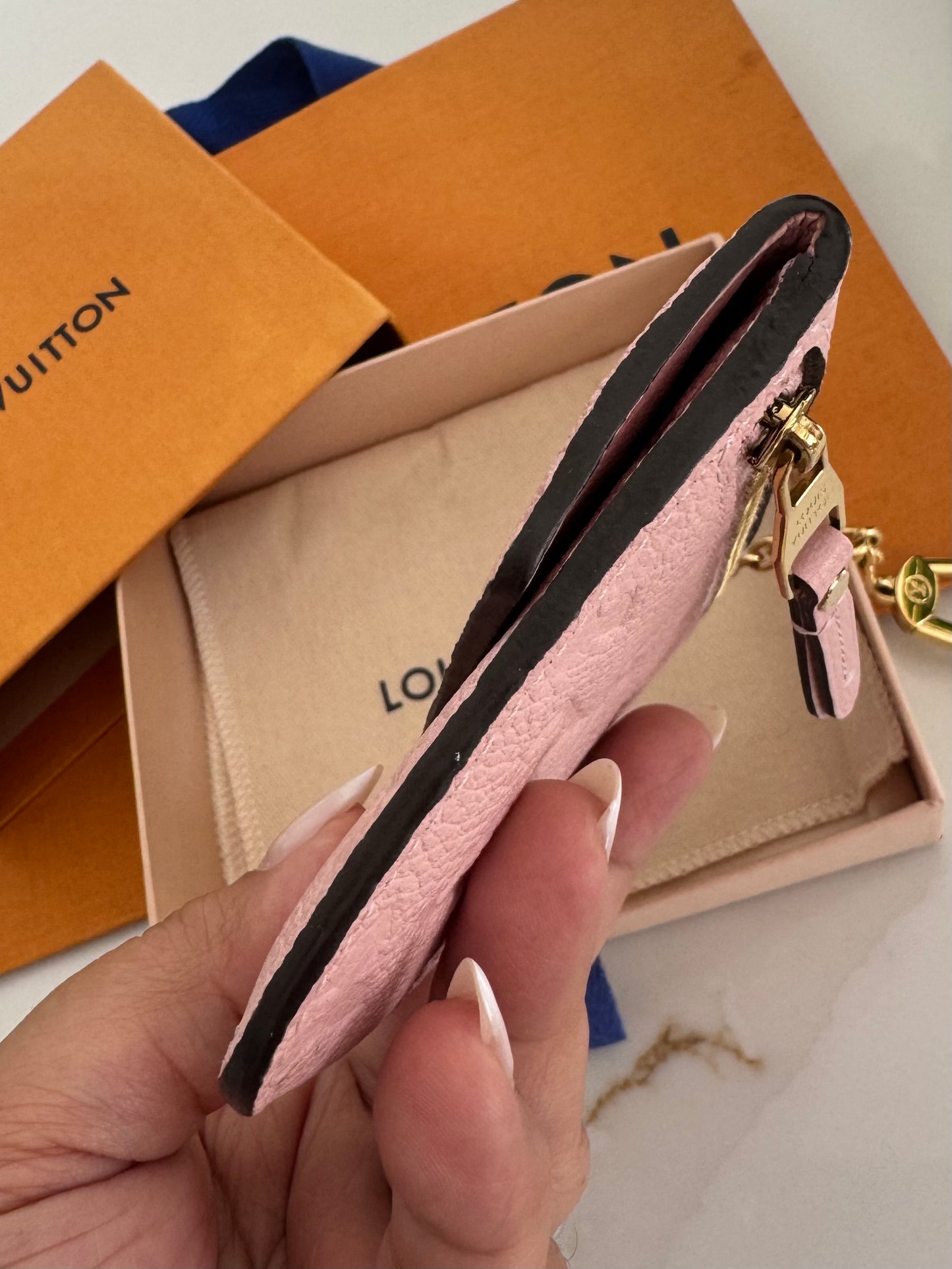 LOUIS VUITTON MONOGRAM EMPREINTE ROSE BALLERINE KEY POUCH (Bigger version)