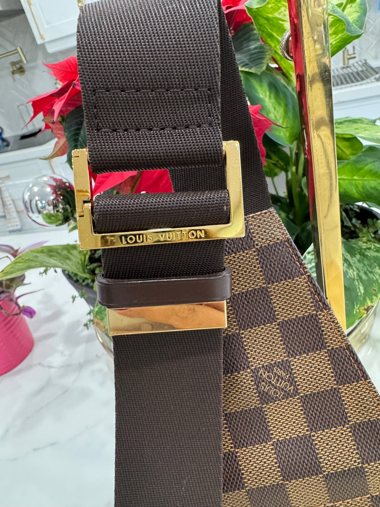 LOUIS VUITTON GERONIMO SLIND BAG IN DAMIER EBENE