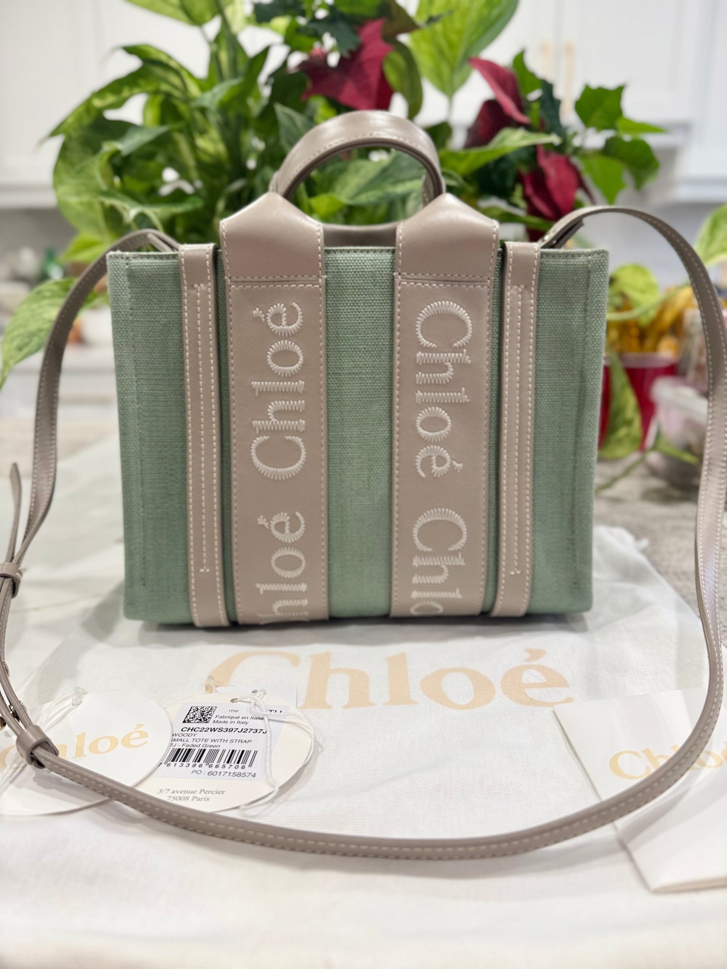 CHLOE WOODY TOTE WITH CROSSBODY STRAP