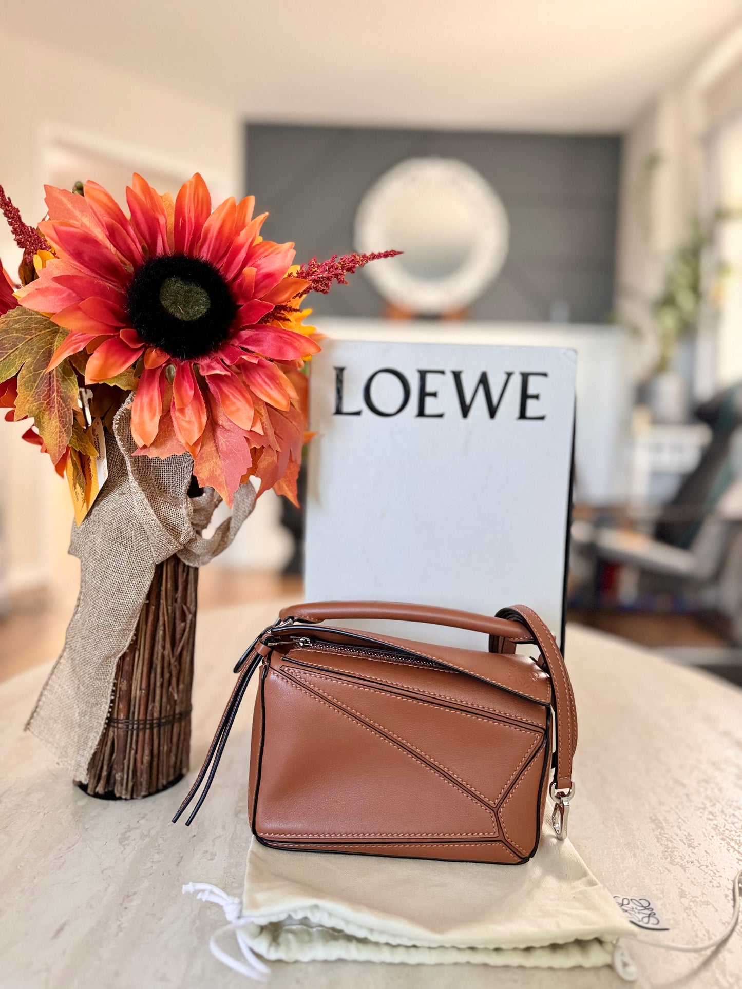 LOEWE MINI PUZZLE IN TAN COLOUR