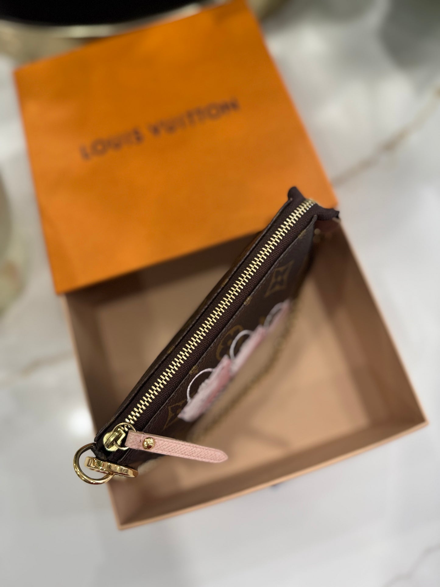 LOUIS VUITTON Limited Edition Monogram Canvas '1 Rue Scribe, Paris' Mini Pochette Accessories Bag