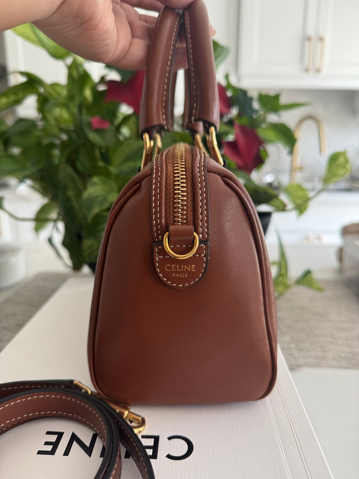 🤎 Celine Triomphe Small Boston Bag in Tan Smooth Calfskin