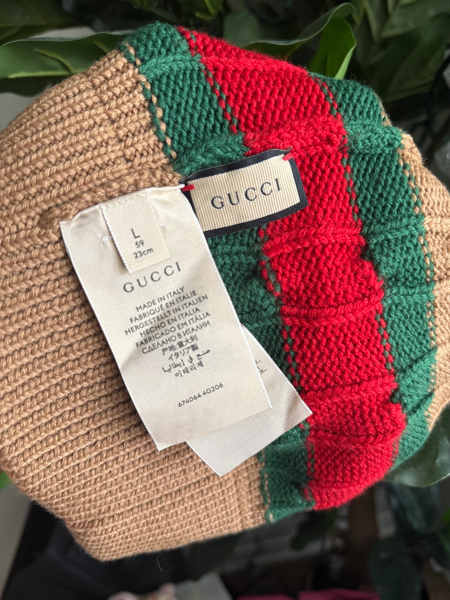 GUCCI WEB STRIPE KNIT WOOL BEANIE