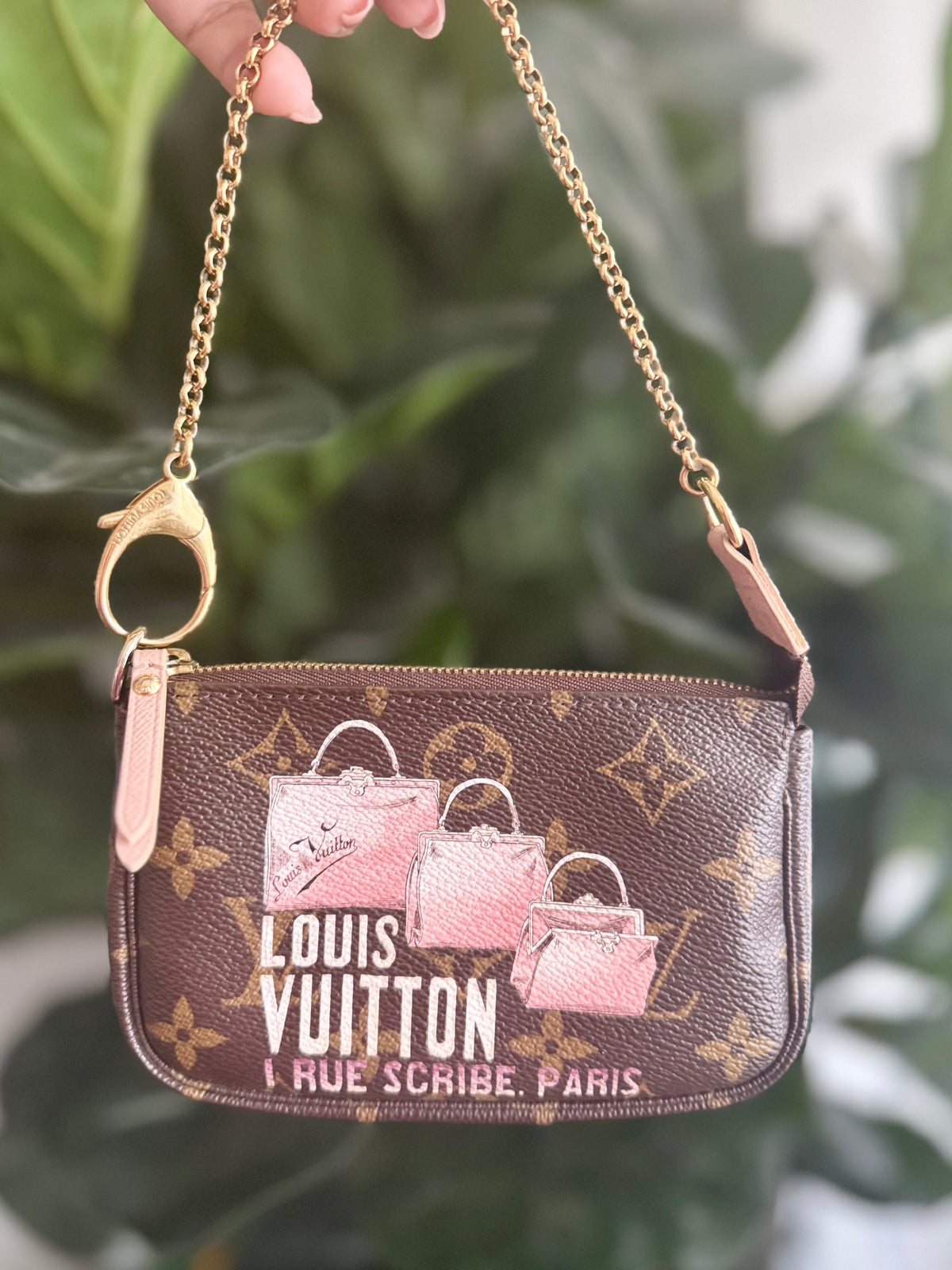 Limited Edition Louis Vuitton Monogram Canvas '1 Rue Scribe, Paris' Mini Pochette Accessories Bag