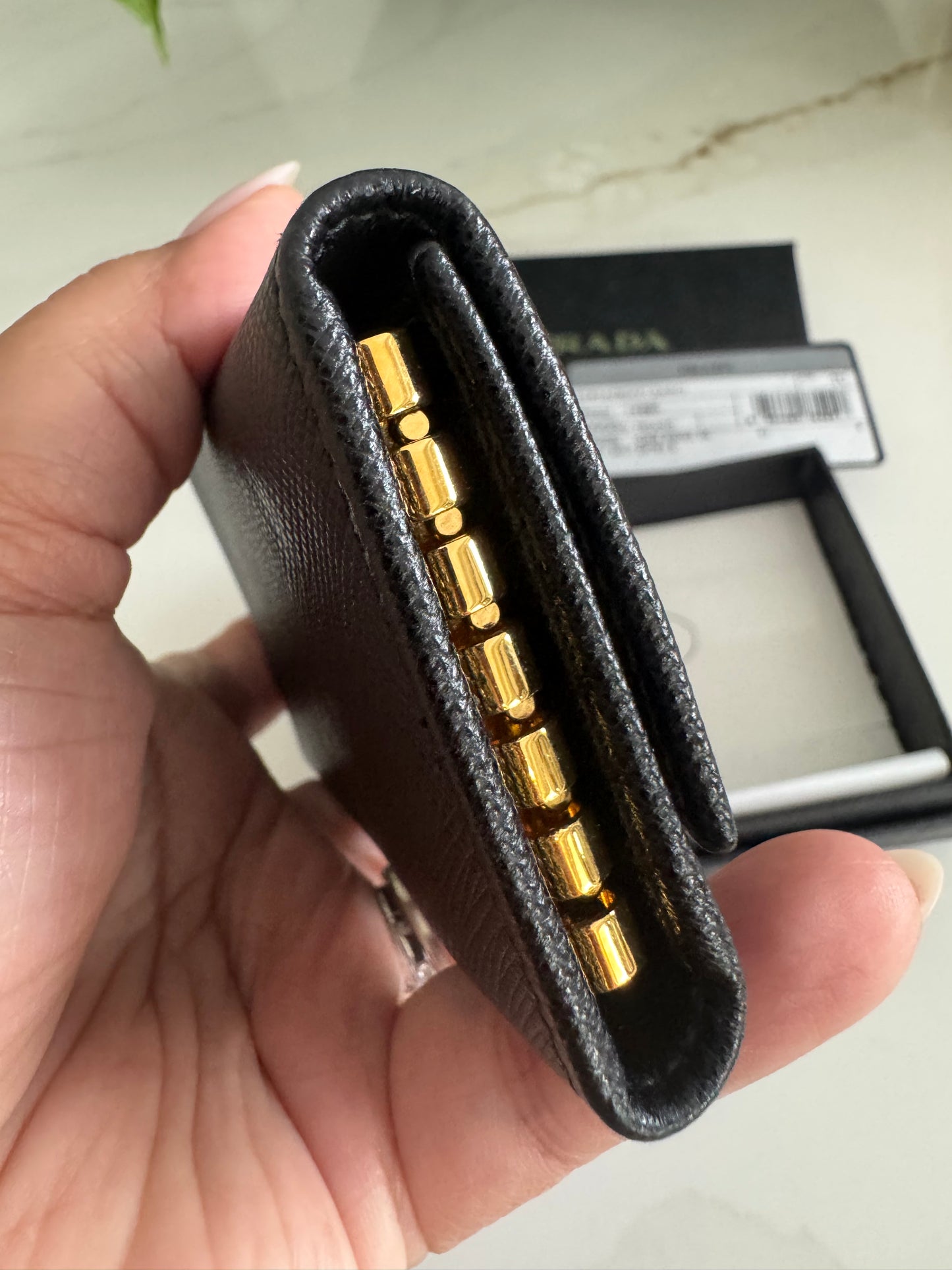 PRADA SAFFIANO LEATHER TRIANGLE 6 KEY HOLDER
