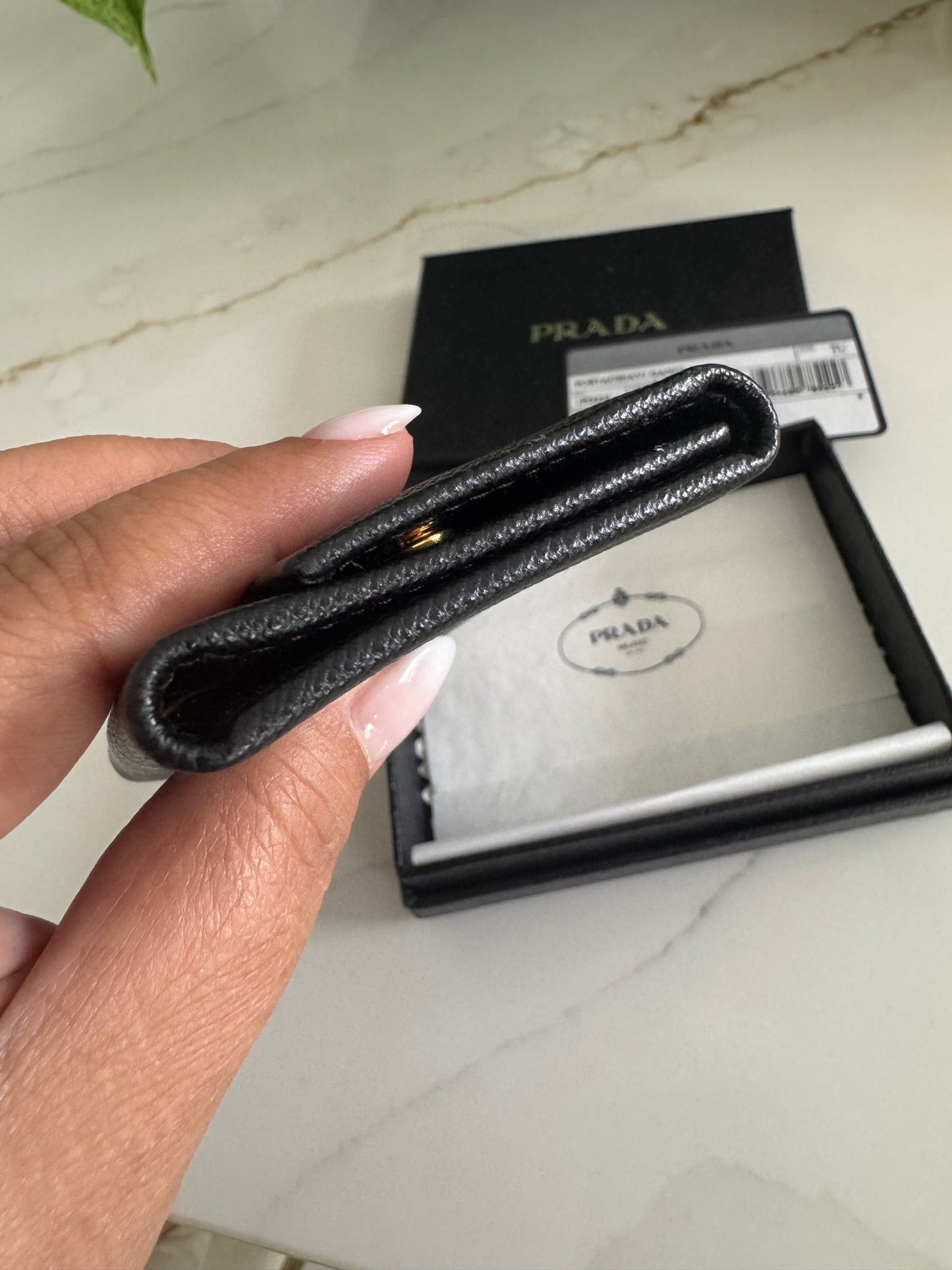 PRADA SAFFIANO LEATHER TRIANGLE 6 KEY HOLDER