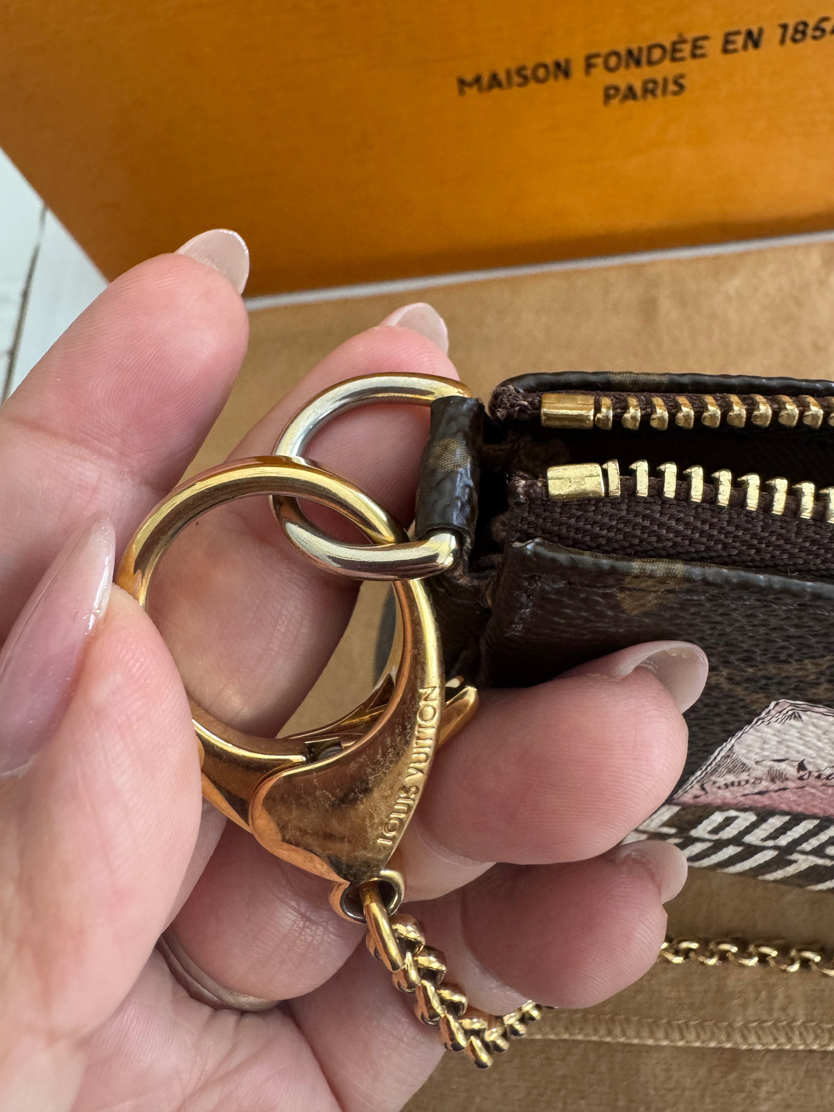 Limited Edition Louis Vuitton Monogram Canvas '1 Rue Scribe, Paris' Mini Pochette Accessories Bag