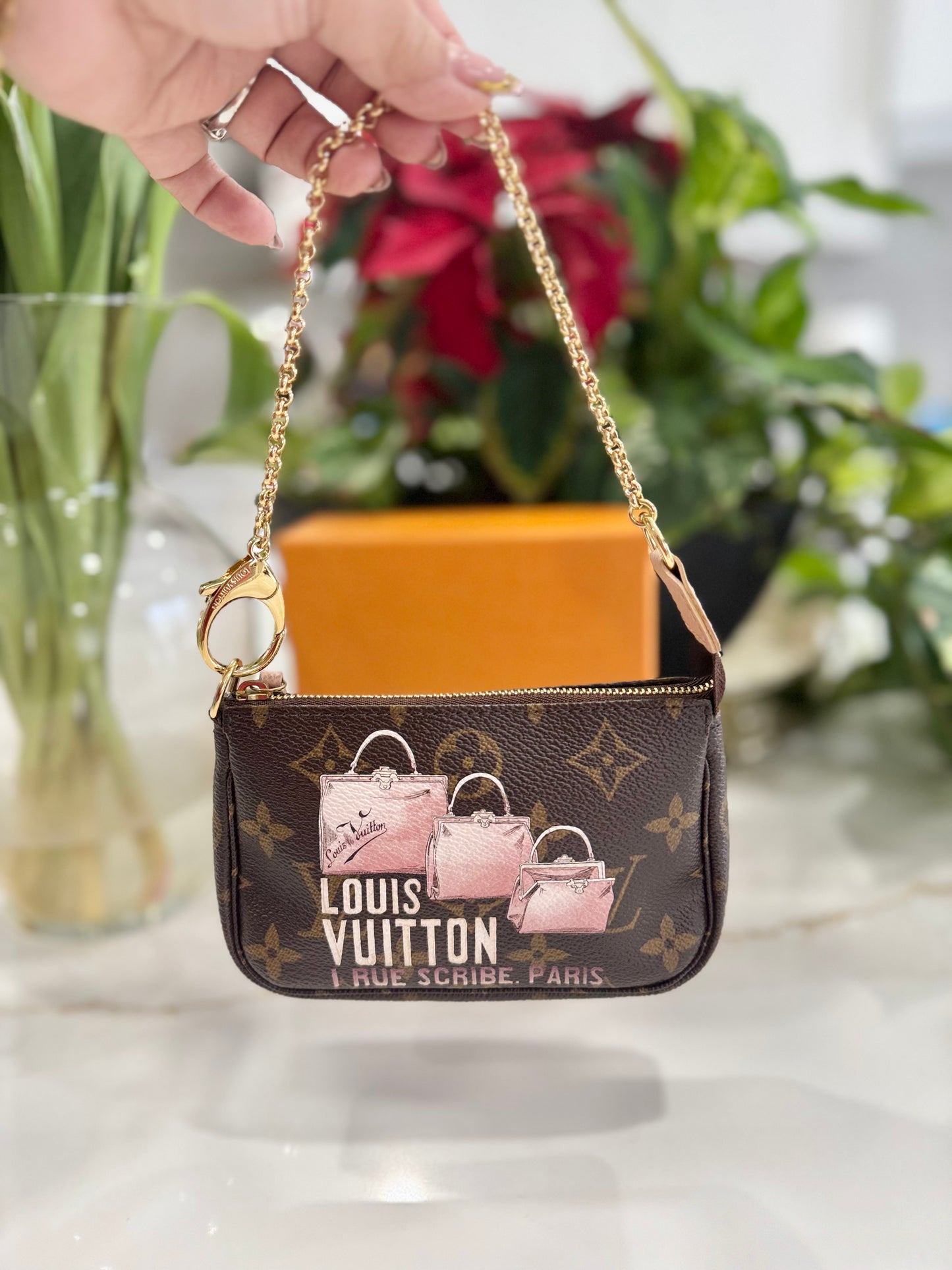 LOUIS VUITTON Limited Edition Monogram Canvas '1 Rue Scribe, Paris' Mini Pochette Accessories Bag