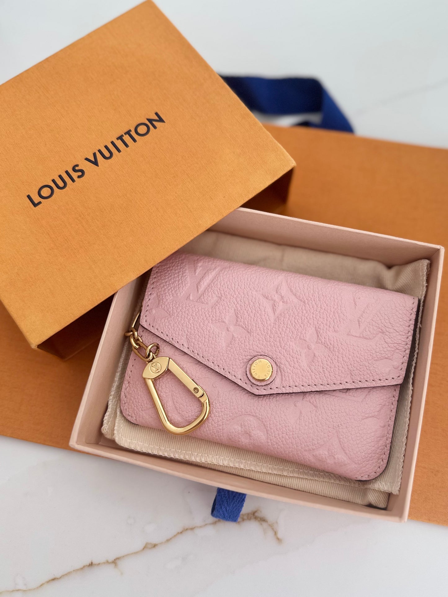 LOUIS VUITTON MONOGRAM EMPREINTE ROSE BALLERINE KEY POUCH (Bigger version)