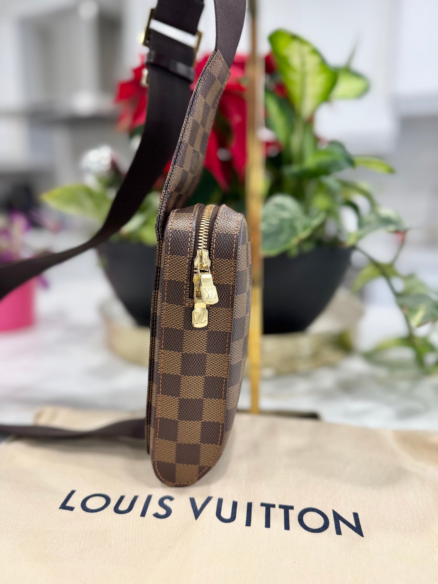 LOUIS VUITTON GERONIMO SLIND BAG IN DAMIER EBENE