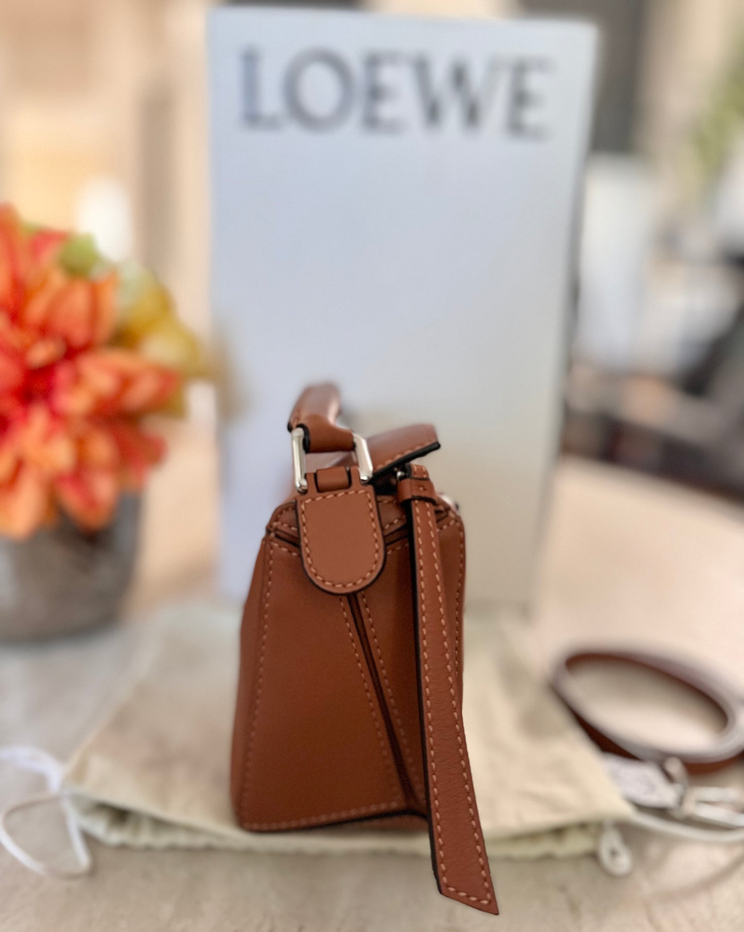 LOEWE MINI PUZZLE IN TAN COLOUR