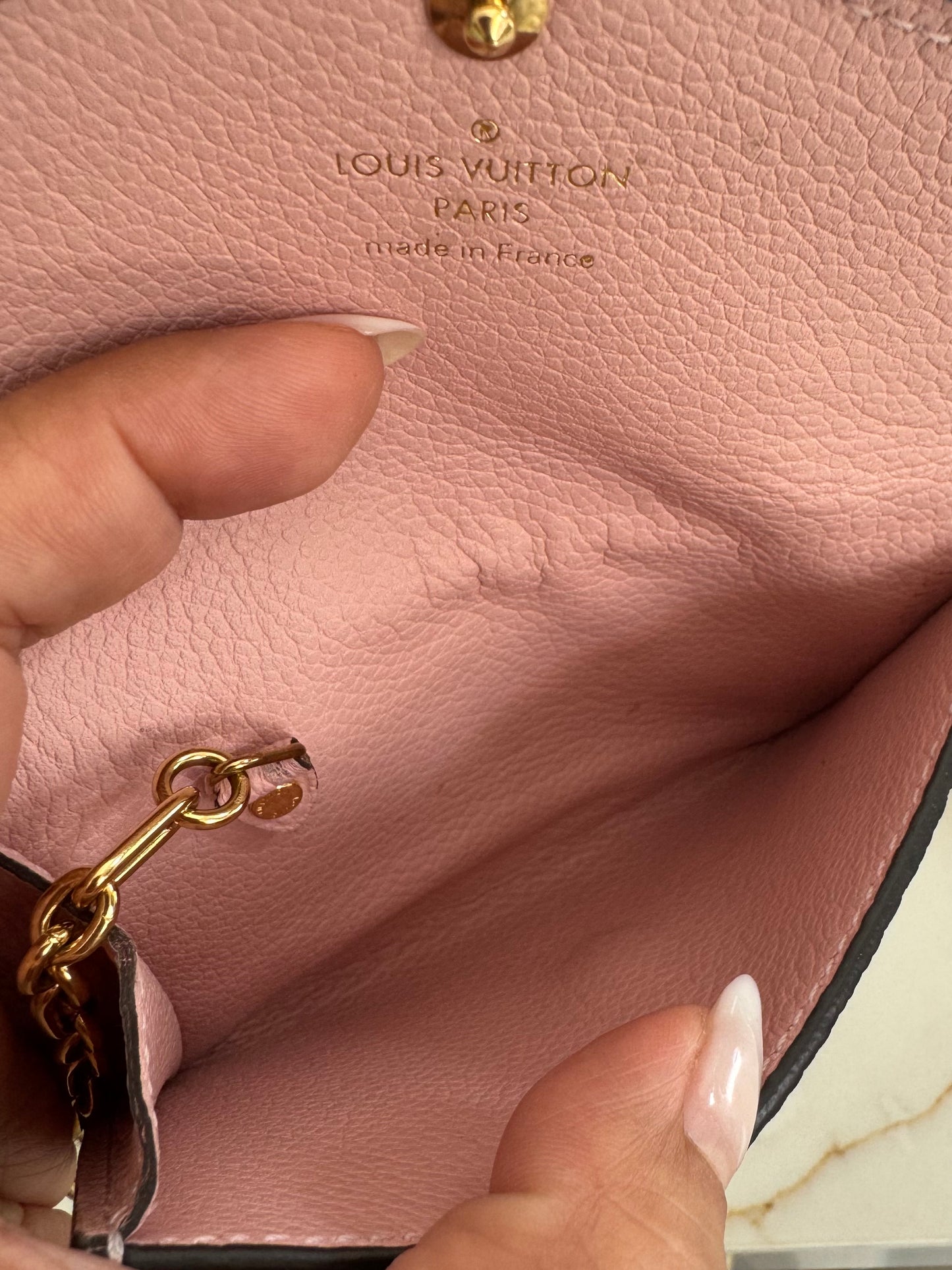 LOUIS VUITTON MONOGRAM EMPREINTE ROSE BALLERINE KEY POUCH (Bigger version)