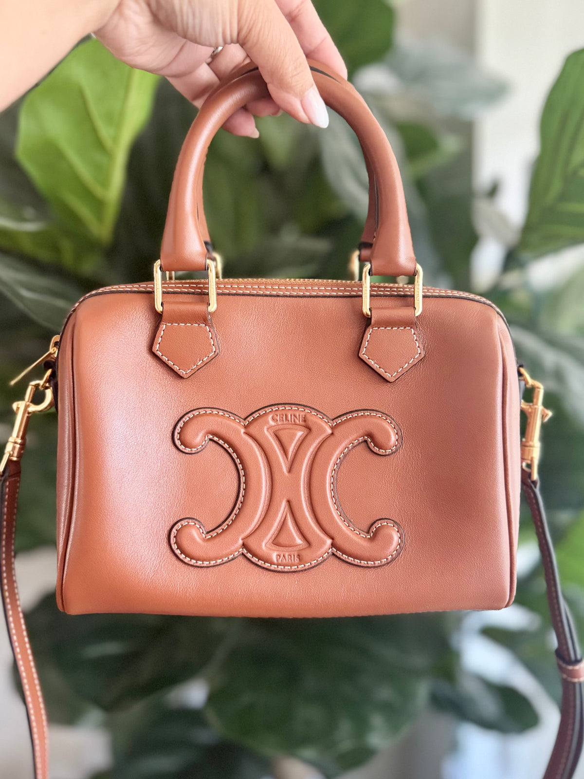 🤎 Celine Triomphe Small Boston Bag in Tan Smooth Calfskin