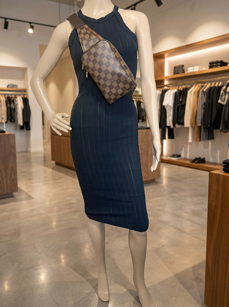 LOUIS VUITTON GERONIMO SLIND BAG IN DAMIER EBENE