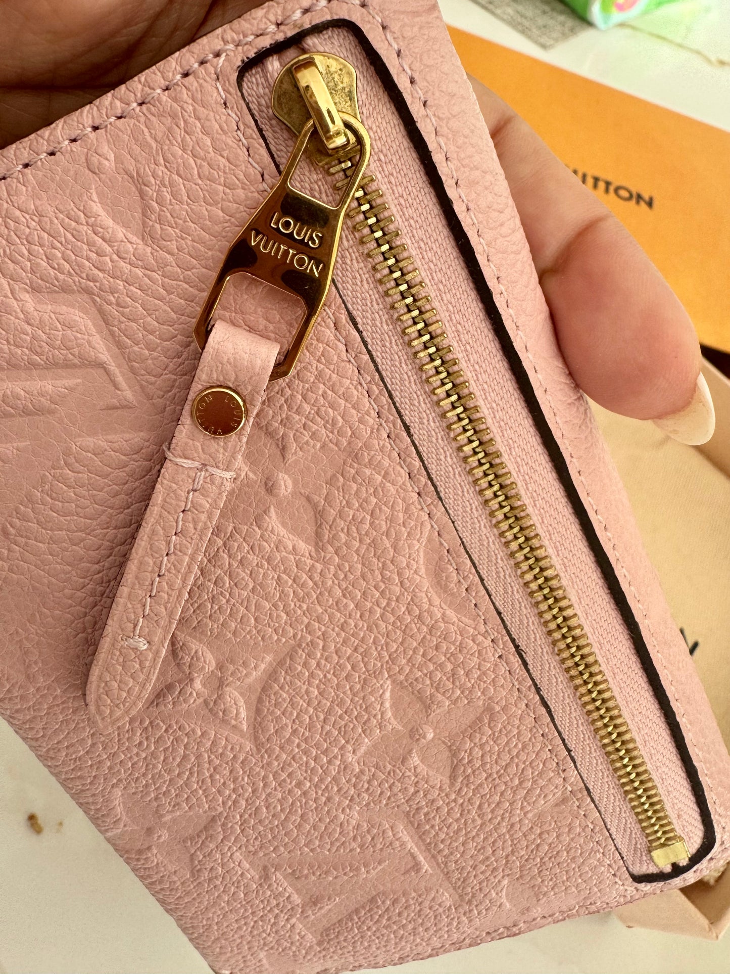 LOUIS VUITTON MONOGRAM EMPREINTE ROSE BALLERINE KEY POUCH (Bigger version)