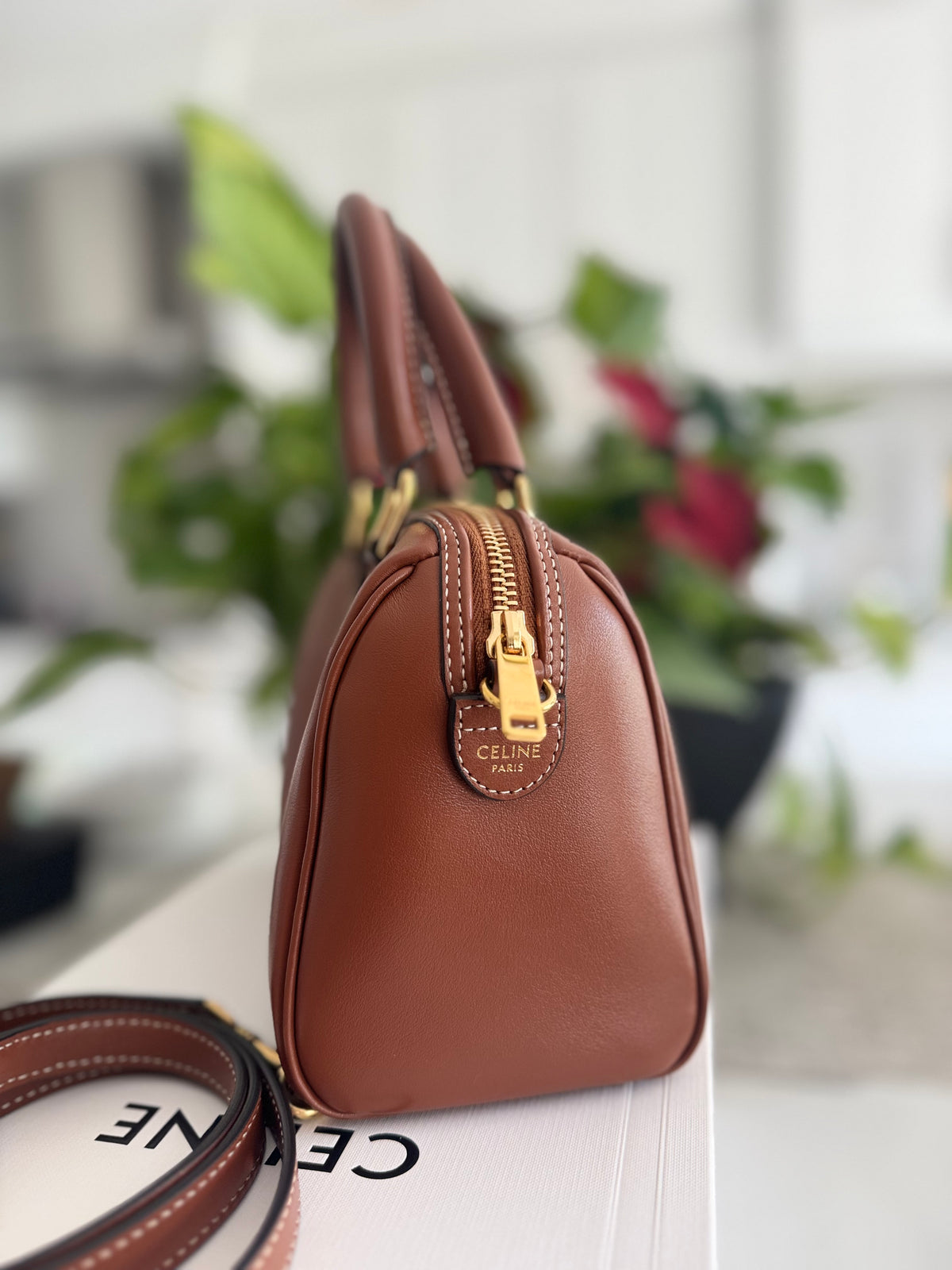 🤎 Celine Triomphe Small Boston Bag in Tan Smooth Calfskin
