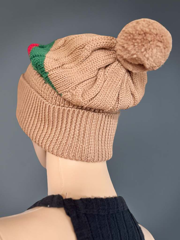 GUCCI WEB STRIPE KNIT WOOL BEANIE