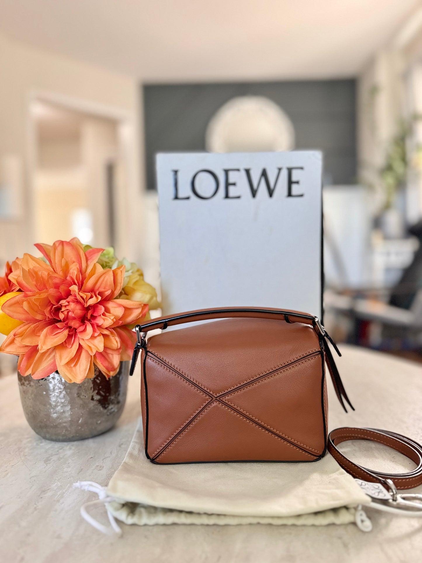 LOEWE MINI PUZZLE IN TAN COLOUR