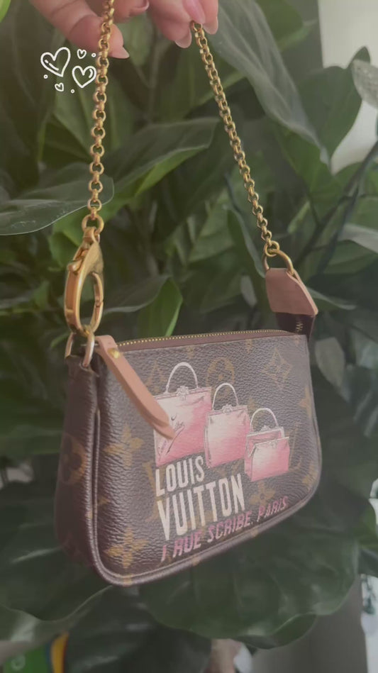 Limited Edition Louis Vuitton Monogram Canvas '1 Rue Scribe, Paris' Mini Pochette Accessories Bag